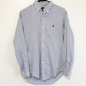 Ralph Lauren Men’s Classic Fit Blue White Stripe Button Down Shirt 14.5 32/33